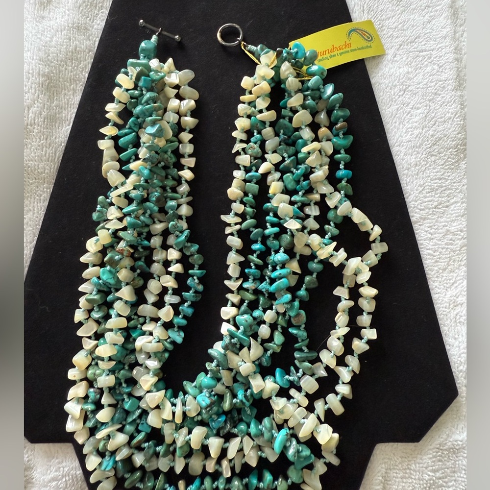 Gurubachi Women’s Turquoise Stone and silver vintage necklace NEW NWT